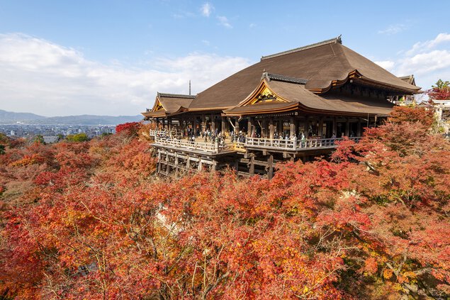 清水寺周圍清的紅楓樹景色令人歎爲觀止