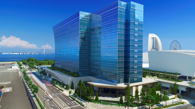 橫濱新奢地 - The Kahala Hotel & Resort Yokohama 海浪形象,切割幾何圖形、牆面的部落圖騰與光線折射,為旅客創造出動人且豐富的視覺饗宴