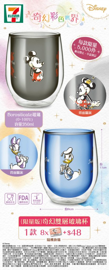 7-11便利店 印花精品 7-11 印花換領 711 印花換購 7-eleven 印花 迪士尼 奇幻雙層玻璃杯 米奇 米妮 唐老鴨 黛絲 Mickey Mouse Minnie Mouse Donald Duck Daisy Duck 