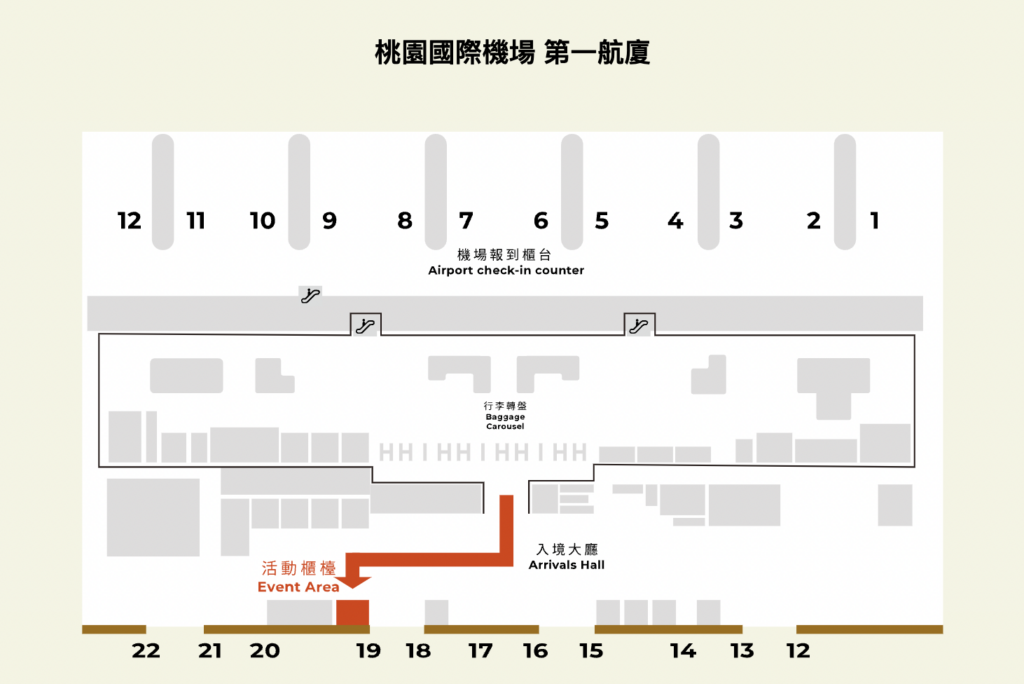 持登記後的QR Code,前往桃園國際機場(第一航廈)的活動櫃檯,使用平板電腦掃描QR Code