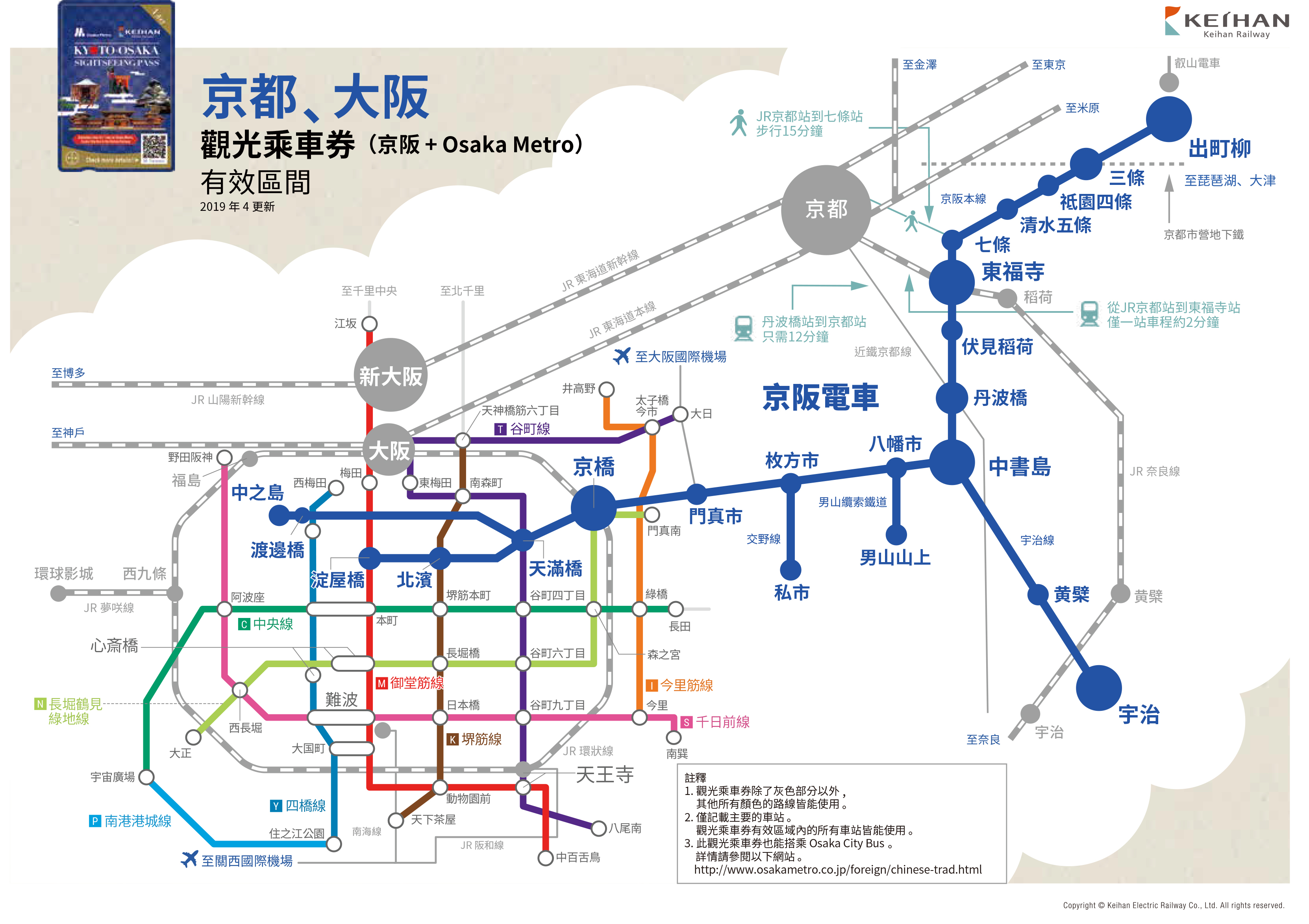 京阪電車京都・大阪觀光乘車券(一日券)Osaka Metro版