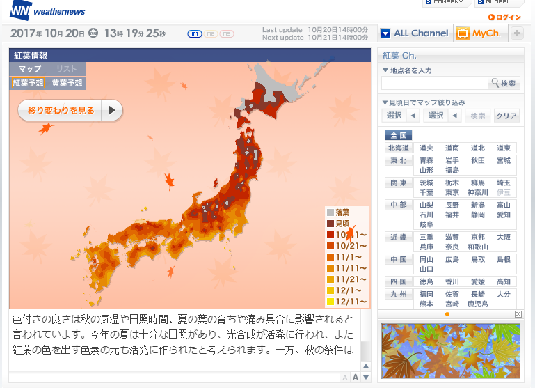 兩大實時紅葉情報網!緊貼日本各地最新紅葉狀況!Weathernews.JP