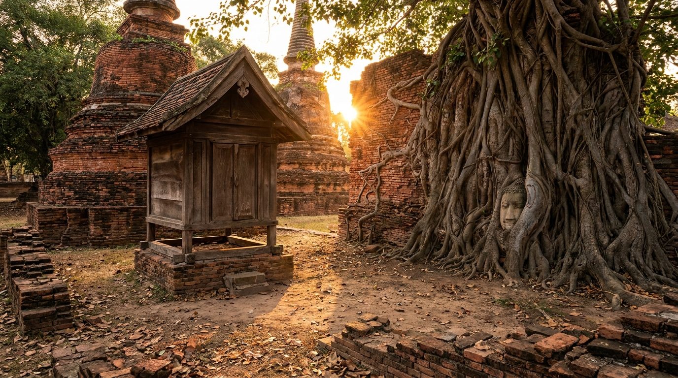 Small Yamada Nagamasa shrine at Ban Yipun Japanese quarter site, Ayutthaya Thailand