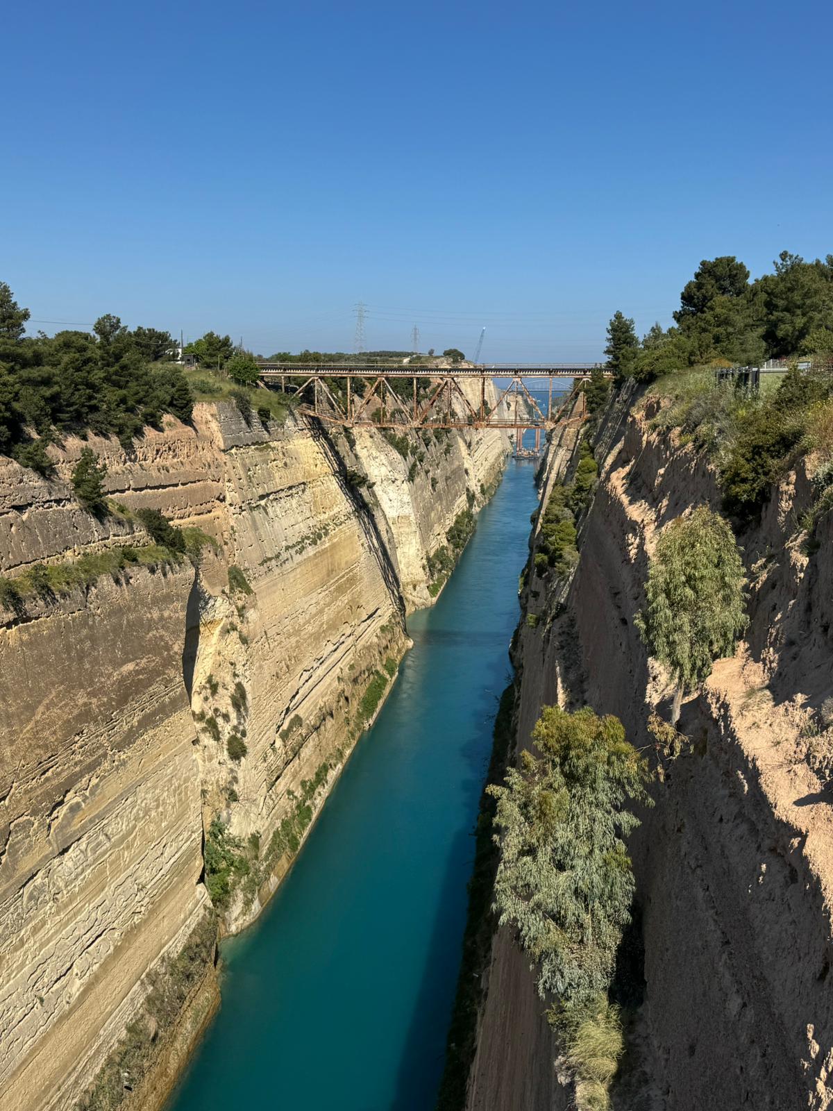 Corinth Canal aerial view from bridge