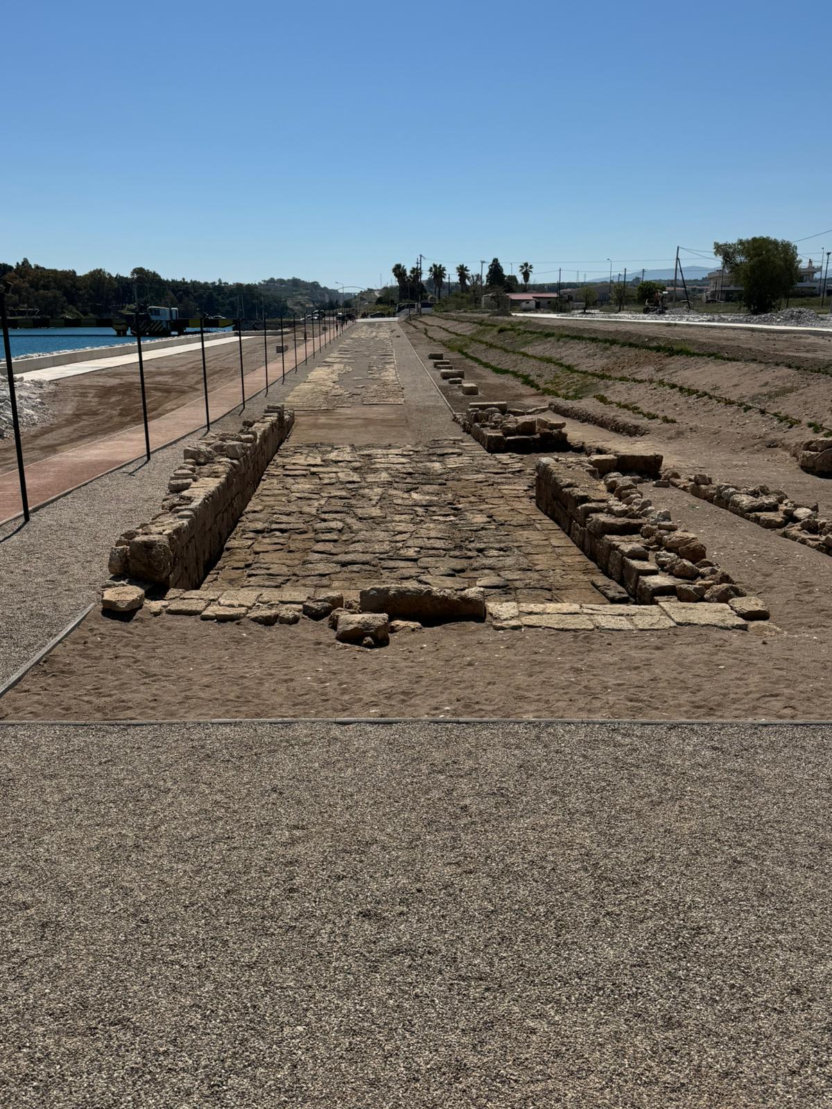 Diolkos ancient stone trackway near Corinth Canal