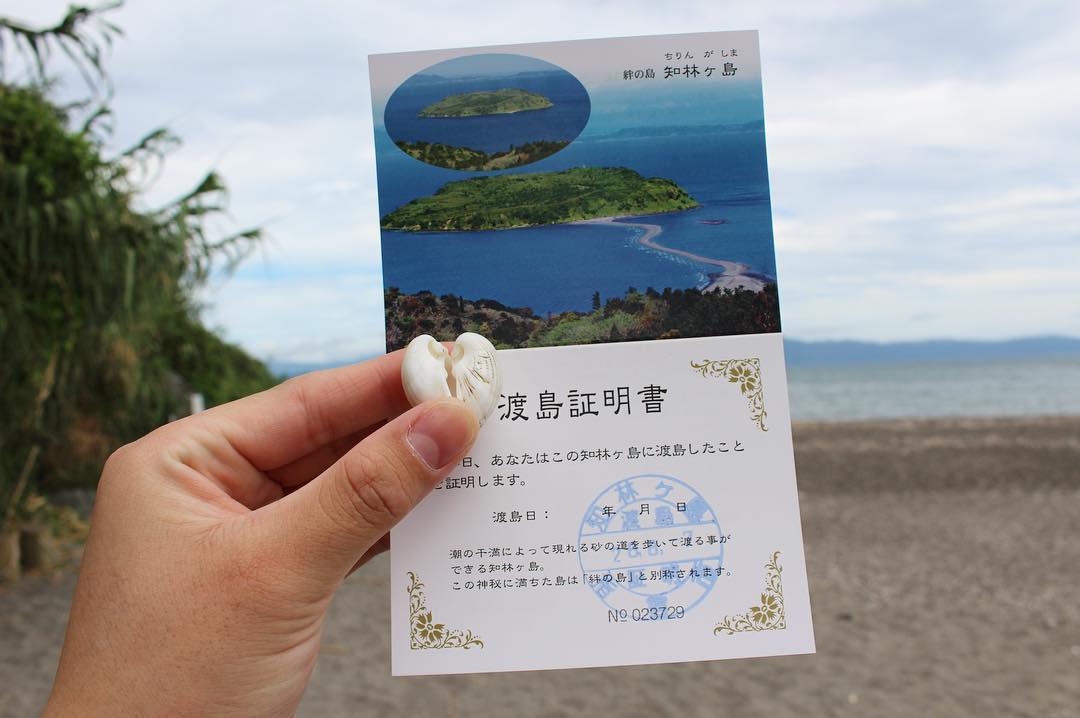 渡島證明書｜南九州行程 南九州景點 鹿兒島景點 指宿景點 知林島 知林ヶ島 Chiringashima 愛之小路（ちりりんロード）
