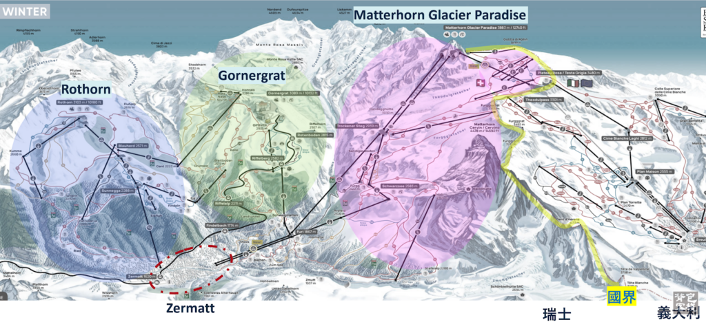 Matterhorn Glacier Paradise 雪道路線圖