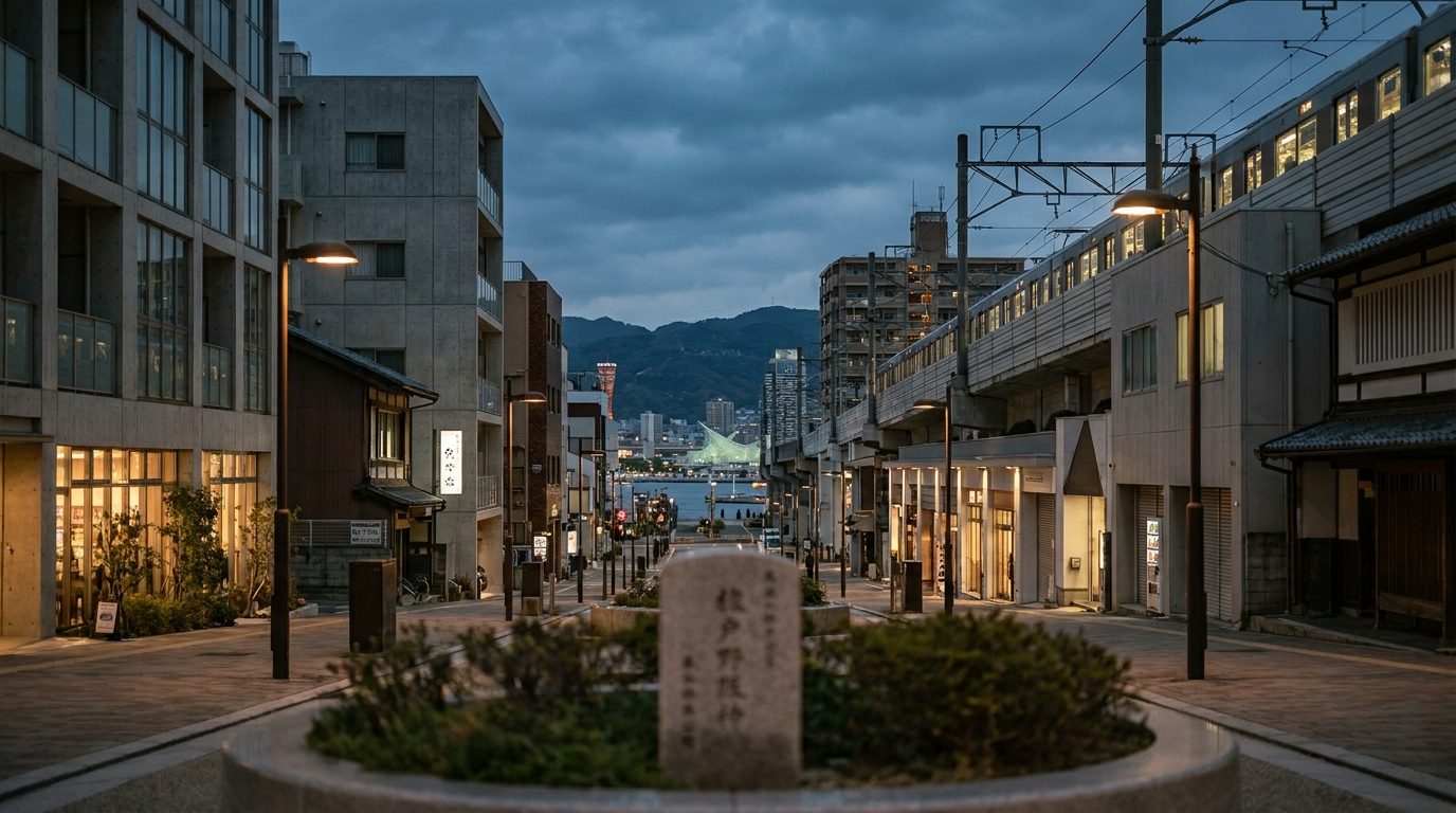 Kobe Noda-Hanshin district rebuilt urban streetscape, post-1995 earthquake reconstruction architecture