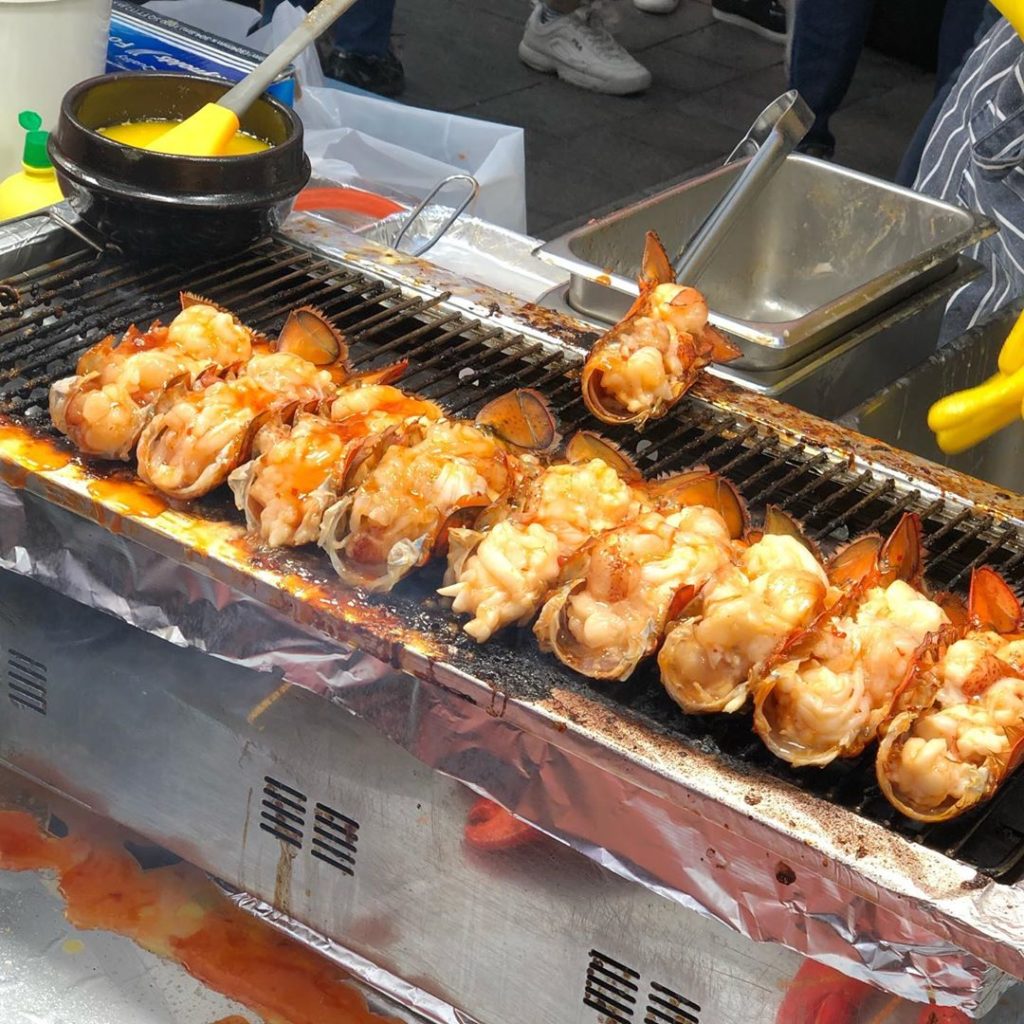 韓國小吃 韓國街頭小吃 韓國小食 韓國街頭小食 首爾小吃 首爾街頭小食 牛油芝士烤海鮮 龍蝦 扇貝
