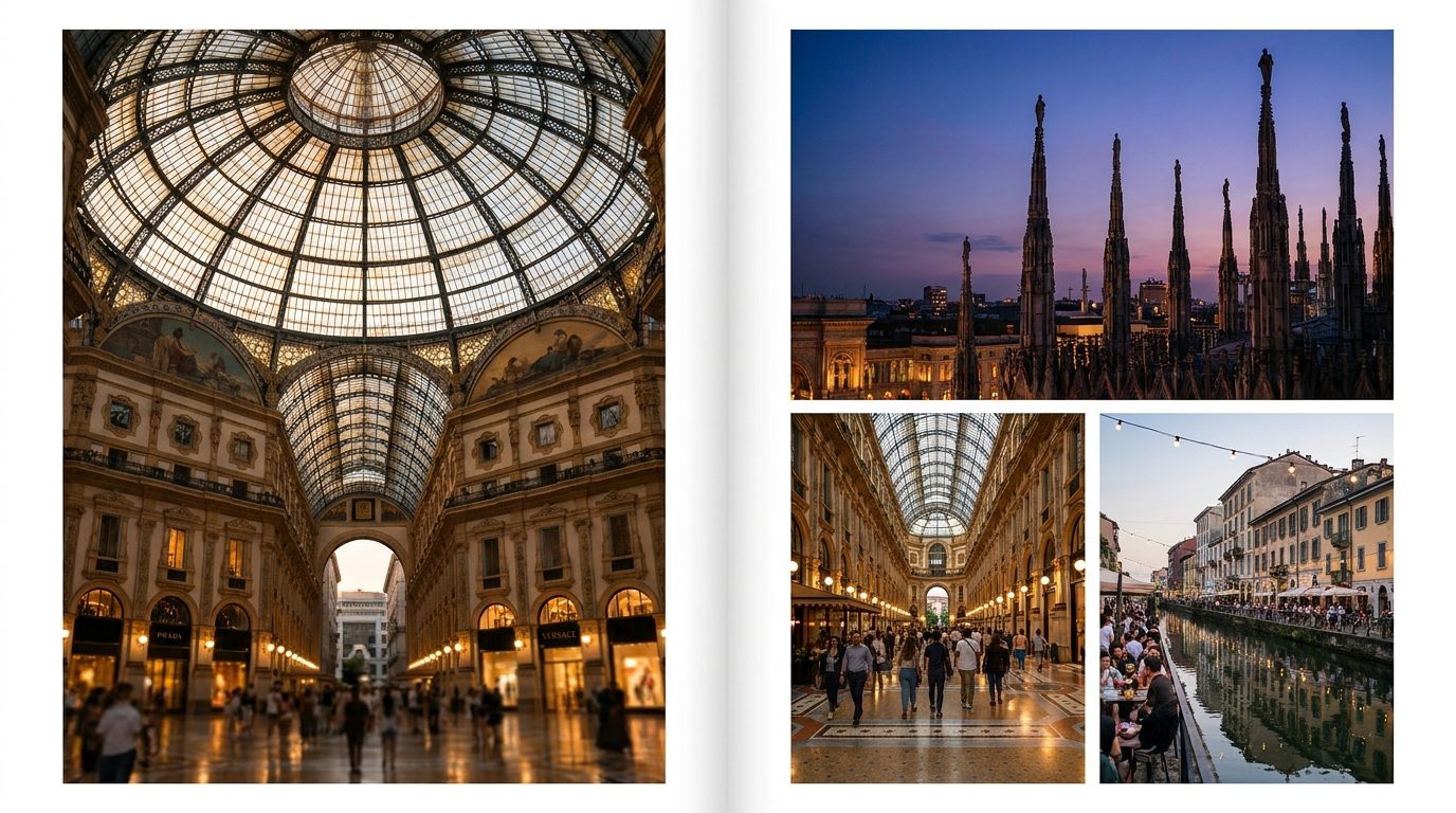 Galleria Vittorio Emanuele II glass dome interior luxury brand storefronts Milan