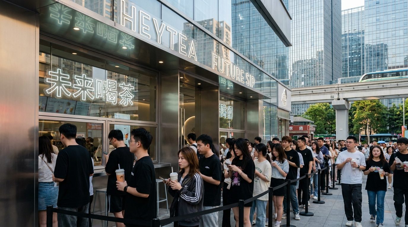 Shenzhen bubble tea shop queue street market Dongmen affordable drinks