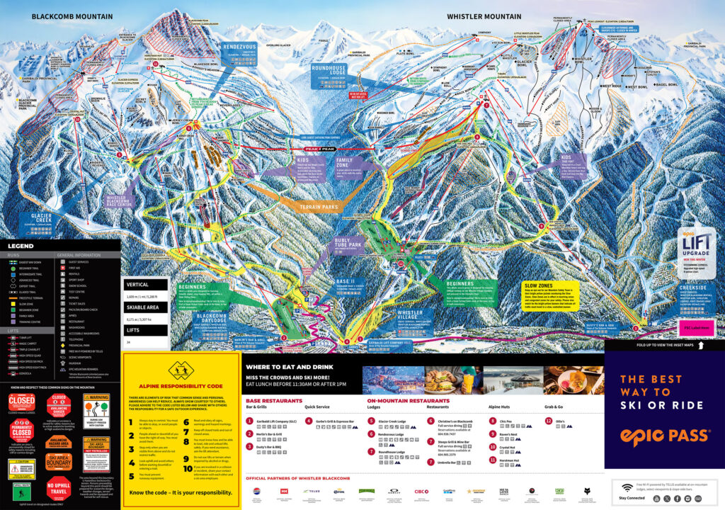加拿大惠斯勒滑雪場 - Whistler Blackcomb 雪道圖