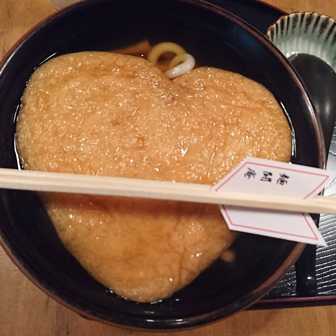 小鹿圖案的腐皮X藏在腐皮福袋內的烏冬@ 奈良麺闘庵
