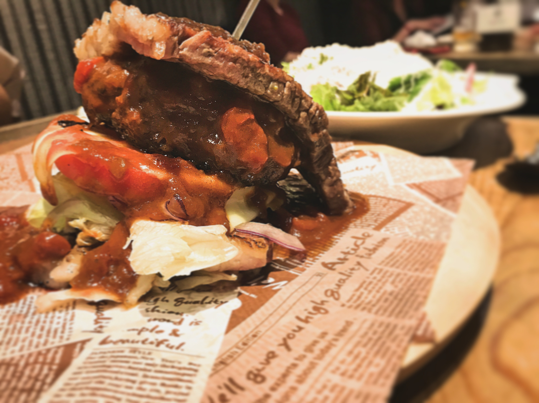 30CM長！近江牛扒漢堡@ 京都STEAK & WINE 山村牛兵衛