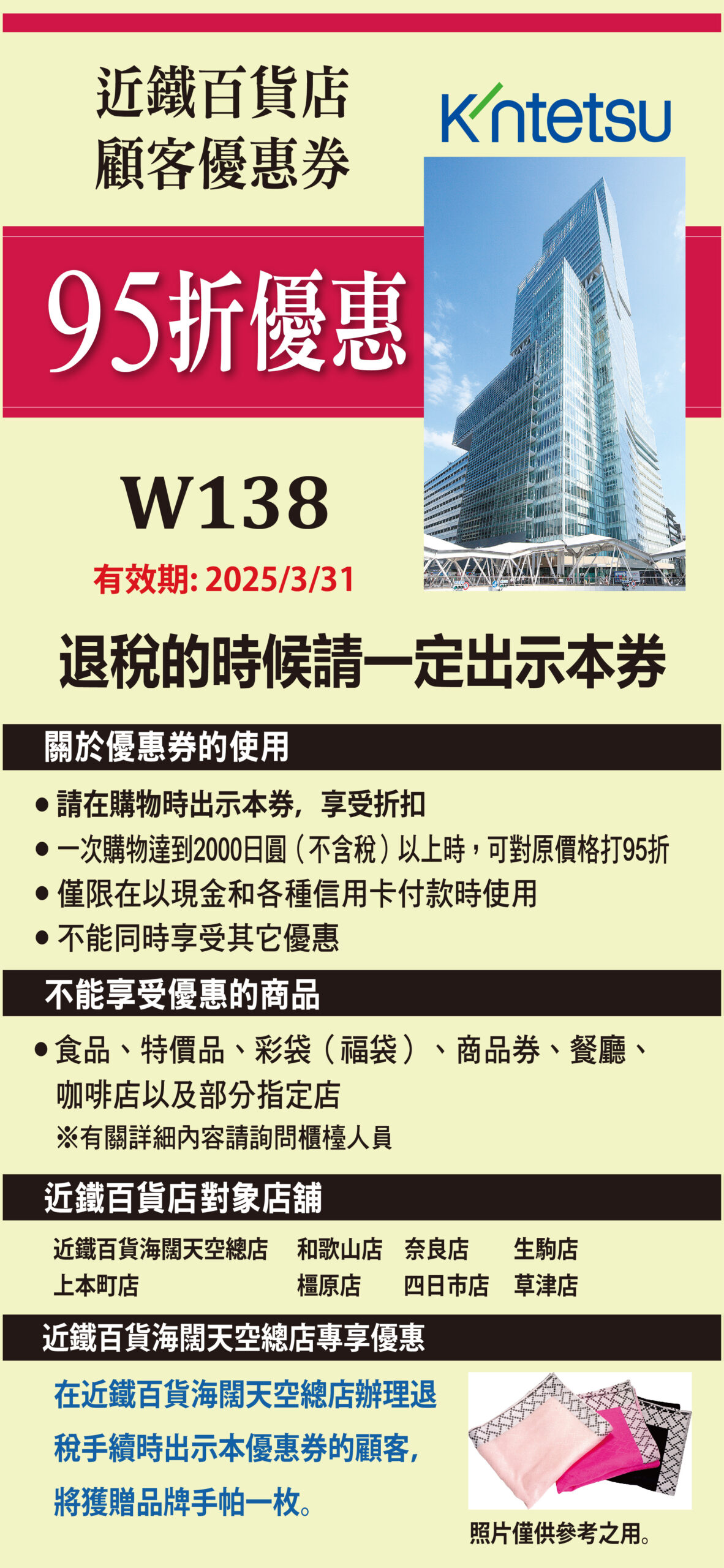 近鐵百貨 coupon 優惠券